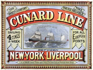 Vintage Travel Transport Cunard line between New York and Liverpool